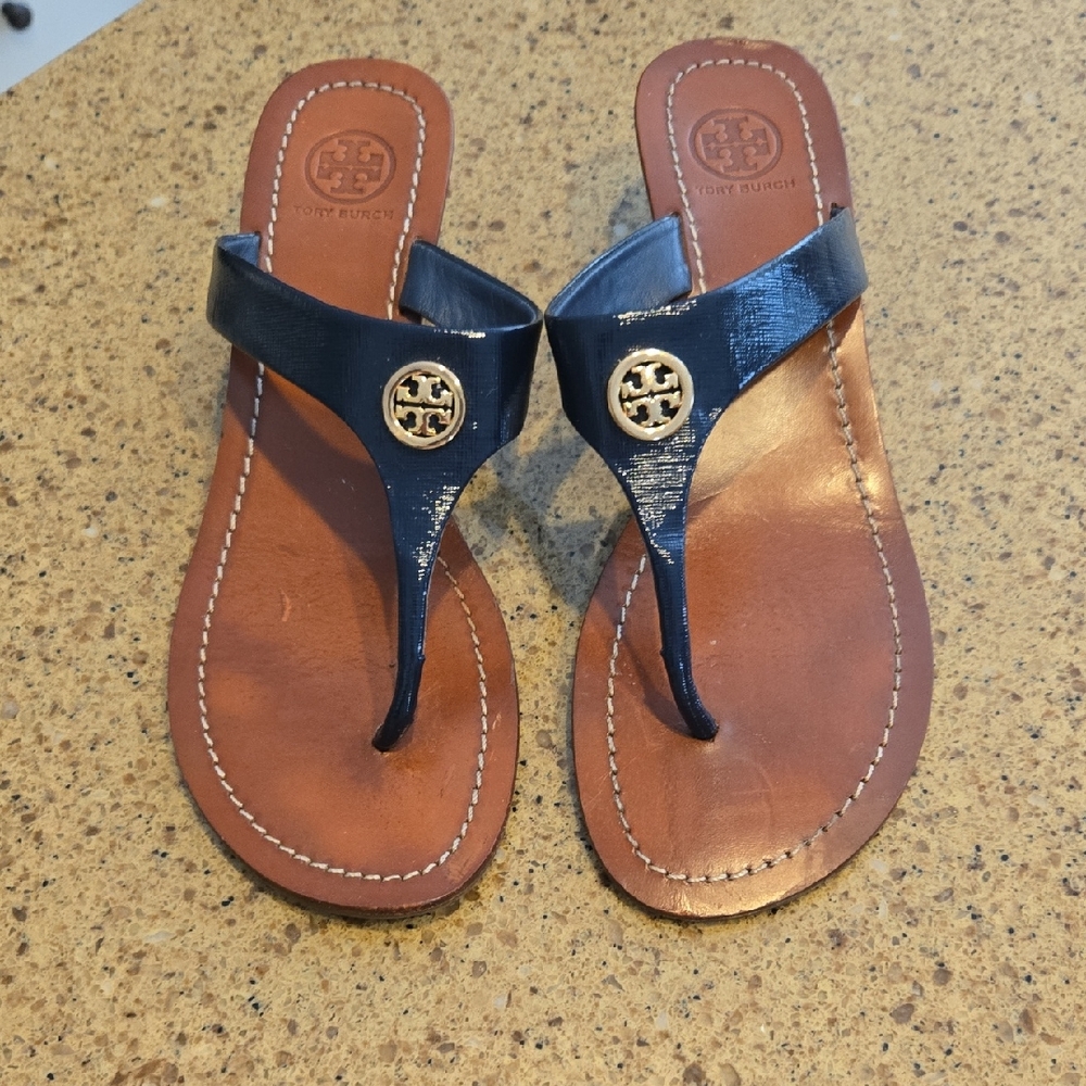Tory Burch Navy Cameron Sandals